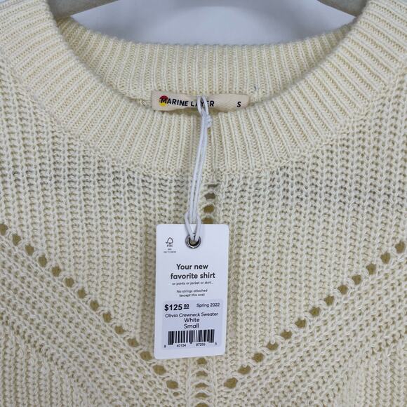 Marine Layer Cashmere Blend Olivia Crewneck Sweater White Small NWT - Picture 4 of 8